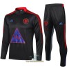 Manchester United Trainings Sweatshirt Pak Quarter-zip 2022-23 Donkergrijze - Kids